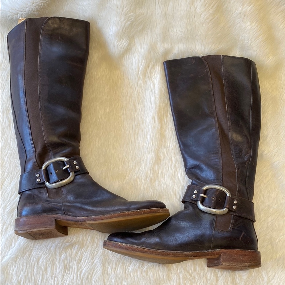 Fossil Brown Leather Riding Boots